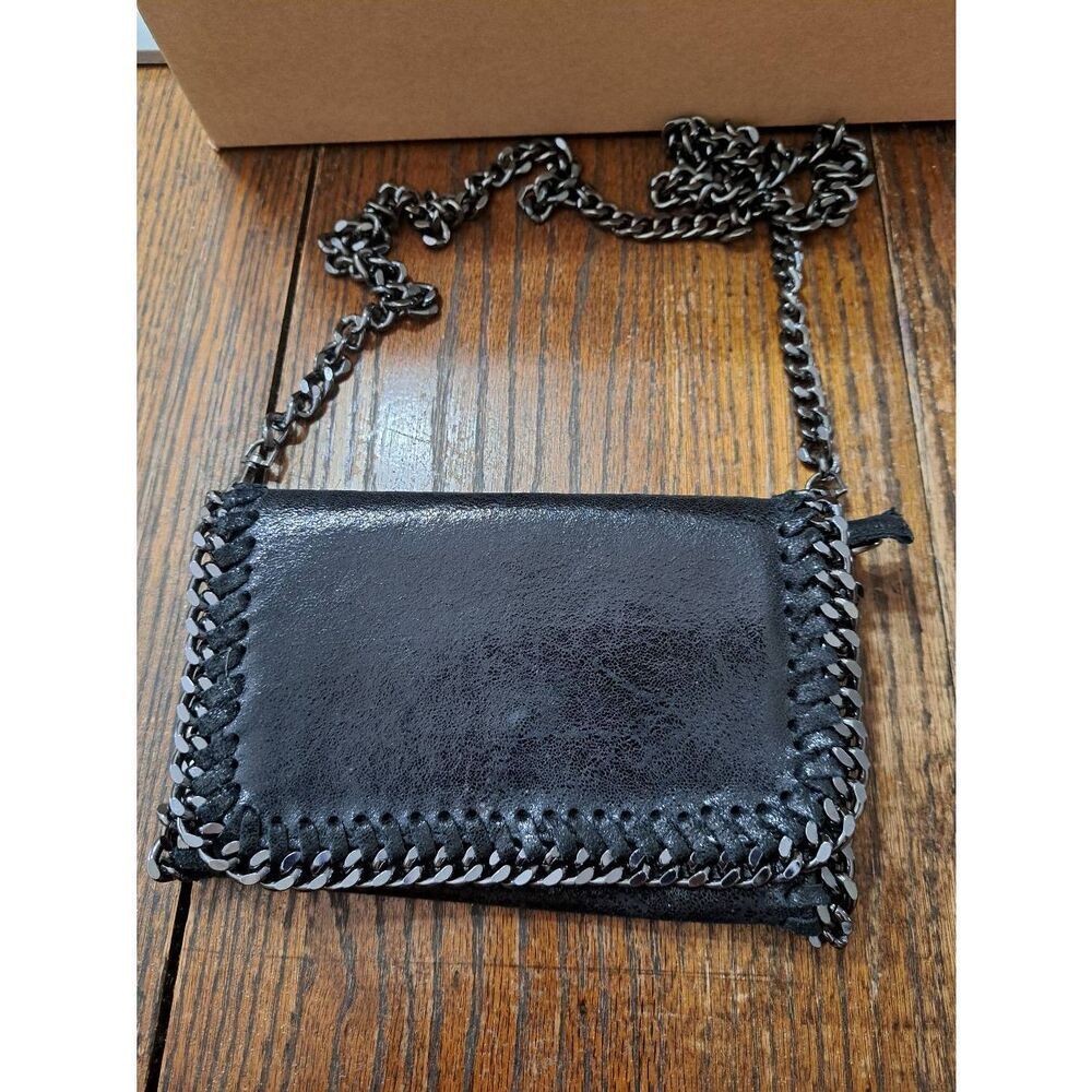 Borse in Pelle Black Leather Chain Trim Detail Handle Purse Handbag Shoulder Bag